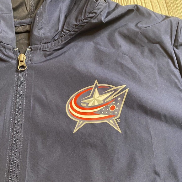NHL Columbus Blue Jackets 1/4 Zip Pullover Windbreaker Mens M Pockets New - Picture 2 of 10